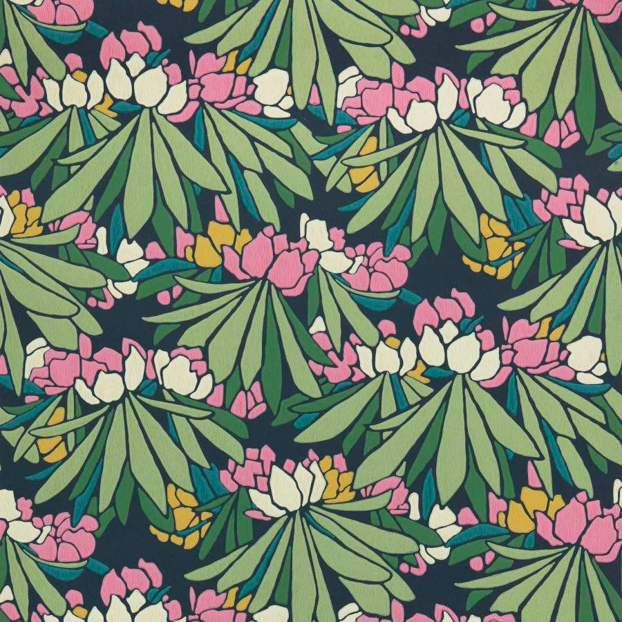Rhododendron (Wp) # 01 Magenta by 1838 Wallcoverings Wallpaper V&A Decorative Papers Ii STRAIGHT PASTE THE WALL UNITED KINGDOM V-17.5" 20.5"X11YD - Fabric Carolina -