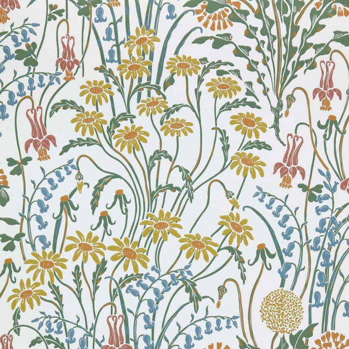 Flower Meadow (Wp) # 04 Spring by 1838 Wallcoverings Designer Wallpaper V&A Decorative Papers Ii HALF DROP PASTE THE WALL UNITED KINGDOM V-21" 20.5"X11YD - Swanky Fabrics -