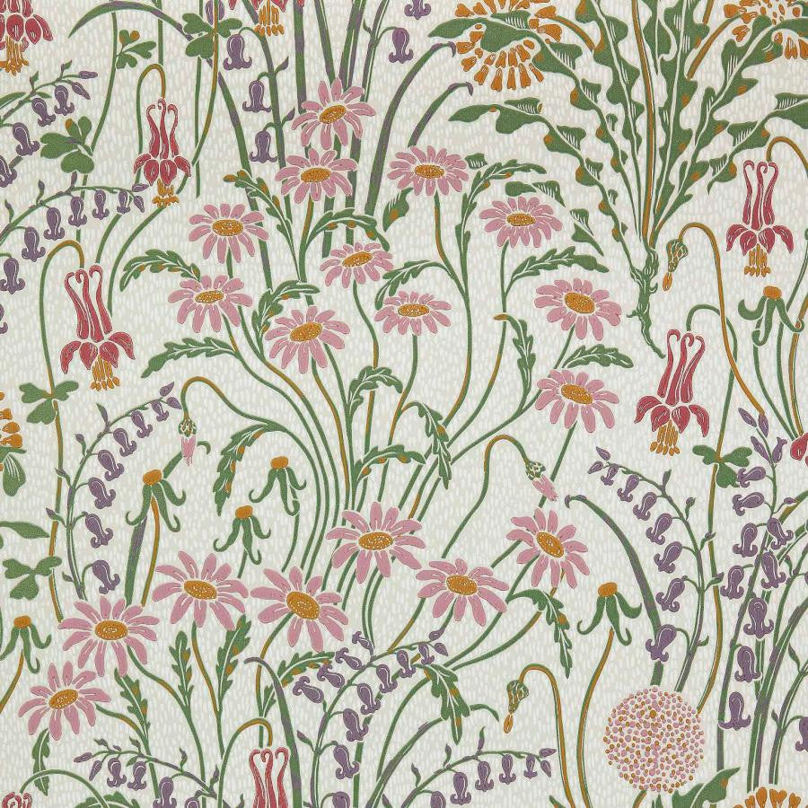 Flower Meadow (Wp) # 05 Cream by 1838 Wallcoverings Wallpaper V&A Decorative Papers Ii HALF DROP PASTE THE WALL UNITED KINGDOM V-21" 20.5"X11YD - Fabric Carolina -