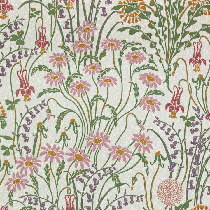 Flower Meadow (Wp) # 05 Cream by 1838 Wallcoverings Designer Wallpaper V&A Decorative Papers Ii HALF DROP PASTE THE WALL UNITED KINGDOM V-21" 20.5"X11YD - Swanky Fabrics -
