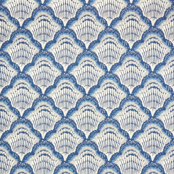 Calico Shell (Wp) # 04 Cobalt by 1838 Wallcoverings Designer Wallpaper V&A Decorative Papers Ii STRAIGHT PASTE THE WALL UNITED KINGDOM V-5.25" 20.5"X11YD - Swanky Fabrics -