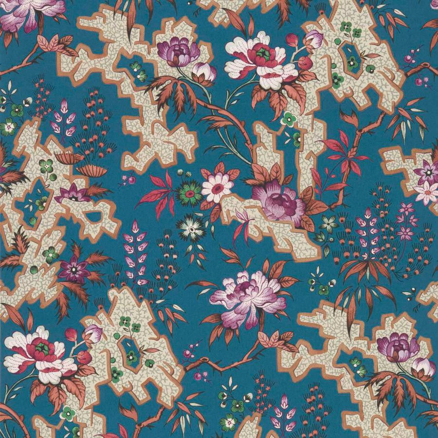Kilburn'S Maze (Wp) # 02 Prussian Blue by 1838 Wallcoverings Designer Wallpaper V&A Decorative Papers Ii STRAIGHT PASTE THE WALL UNITED KINGDOM V-27.5" 20.5"X11YD - Swanky Fabrics -