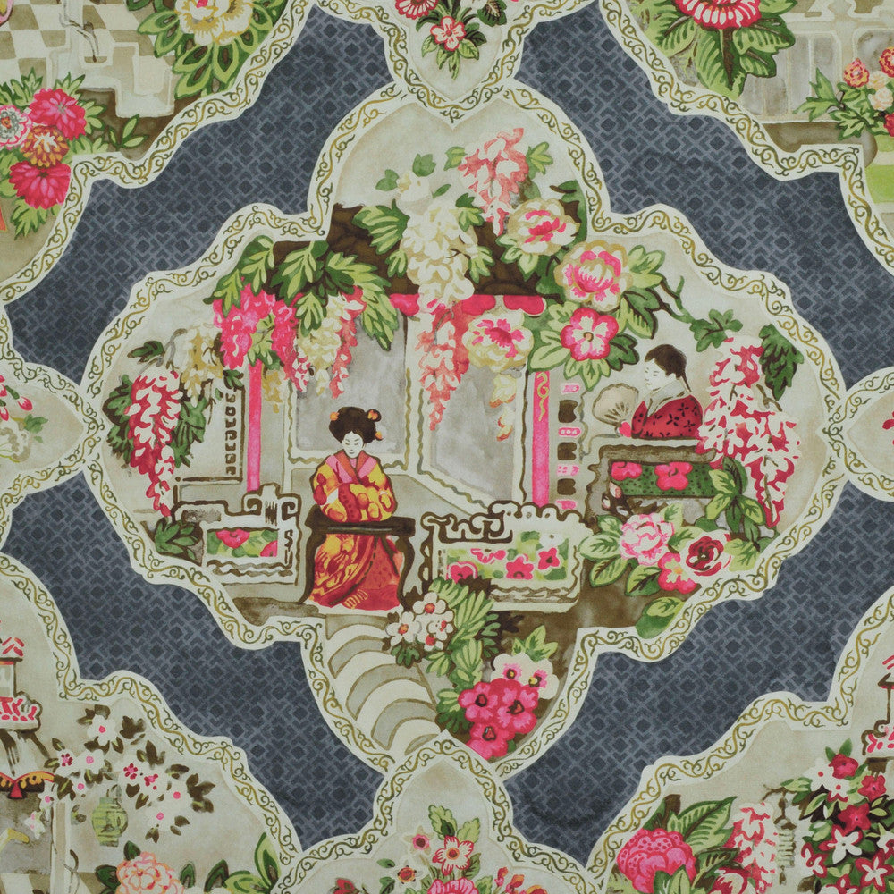 Teahouse Toile Raven 1 by P Kaufmann Fabrics Fabric