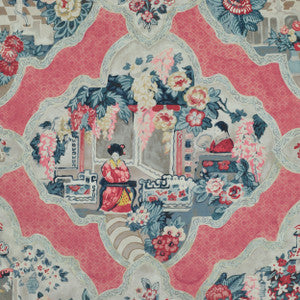 Teahouse Toile Scarlet 2 by P Kaufmann Fabrics Fabric