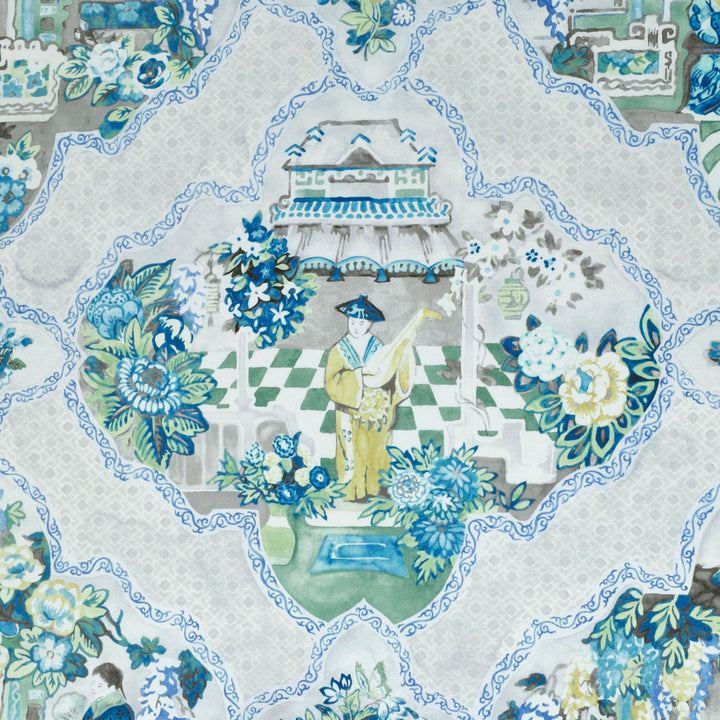 Teahouse Toile Tea Green 3 by P Kaufmann Fabrics Fabric