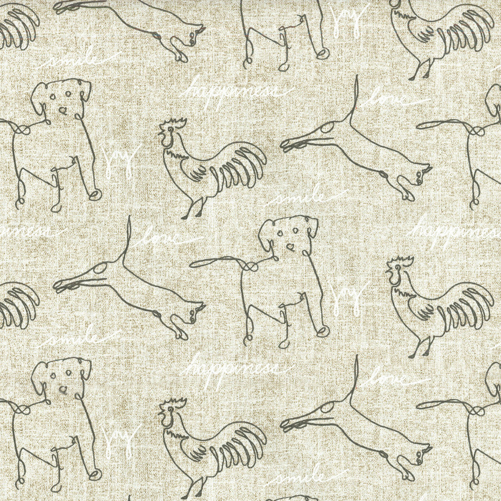 Happy Animals Parchment 250260 by ED Ellen DeGeneres Fabric - 100% COTTON USA 51000 Horizontal: 6.75 and Vertical: 8.4 54 - Fabric Carolina -