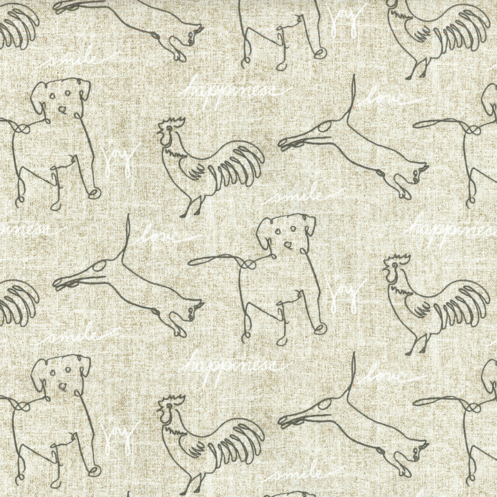 Happy Animals Parchment 250260 by ED Ellen DeGeneres Fabric - 100% COTTON USA 51000 Horizontal: 6.75 and Vertical: 8.4 54 - Fabric Carolina -