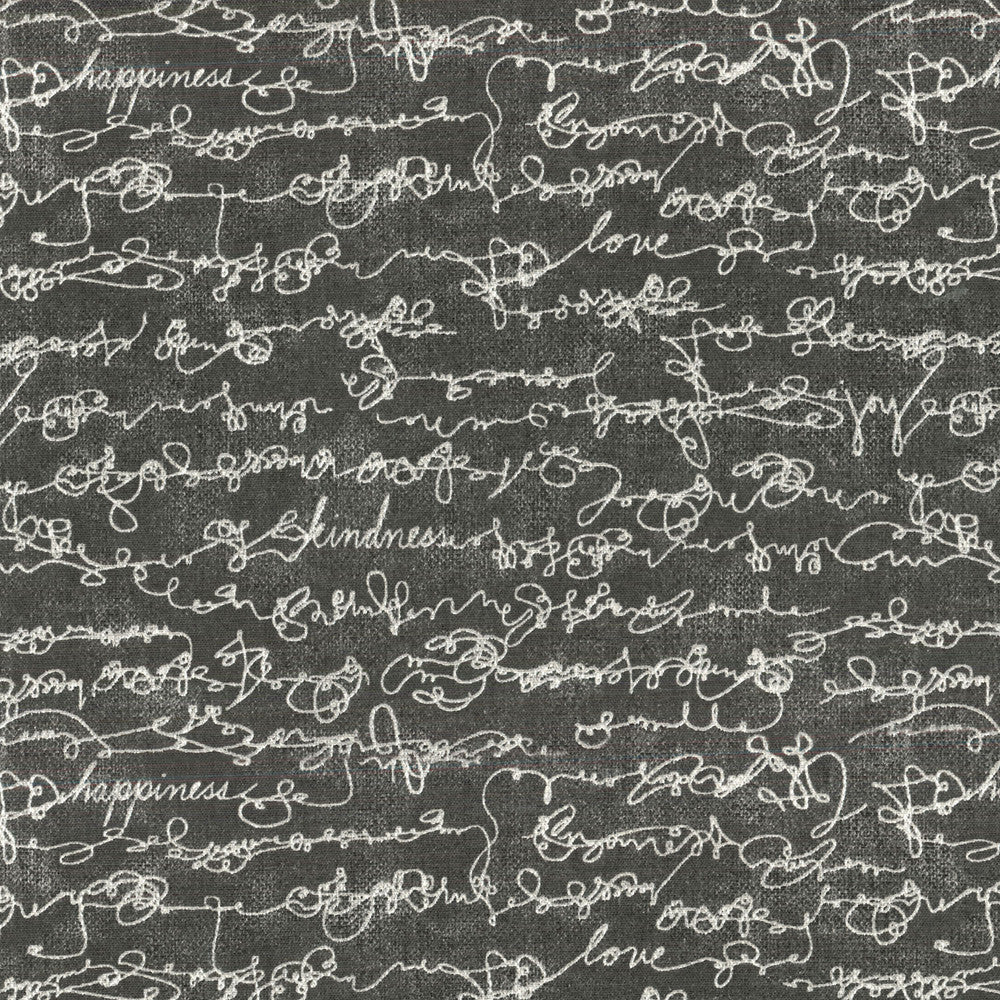Love Script Charcoal 250280 by ED Ellen DeGeneres Fabric - 100% Cotton 51000 Horizontal: 13.5 and Vertical: 10.6 54 - Fabric Carolina -