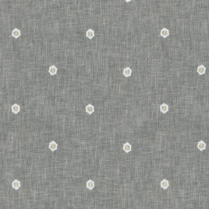 Lania Emb Fog 250381 by ED Ellen DeGeneres Fabric - BASE:65%Cotton 35%Polyester EMBROID:56%Cotton 44%Metallic India Horizontal: 4.625 and Vertical: 4.5 55" Base 52"Emb - Fabric Carolina -