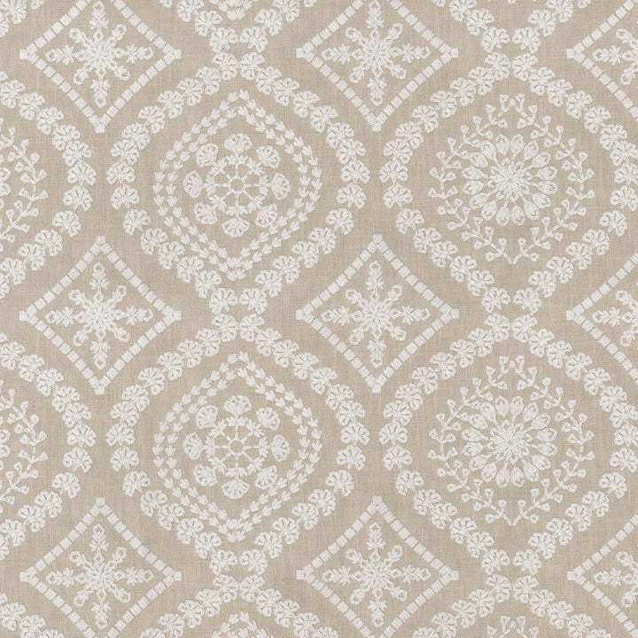 Alaro Emb Natural 250632 by ED Ellen DeGeneres Fabric CURATED TRAVELS II 50% Polyester 50% Cotton Embroid:100% Rayon INDIA Wyzenbeek 30,000 Horizontal: 6.50" and Vertical: 6.00" 54" - Fabric Carolina -