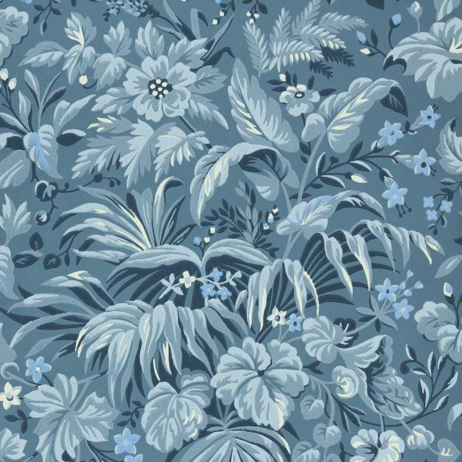 Palmette (Wp) # 02 Blue Hue by 1838 Wallcoverings Wallpaper V&A Decorative Papers Iii HALF DROP PASTE THE WALL UNITED KINGDOM V-12.75" H-25.5" 20.5"X11YD - Fabric Carolina -