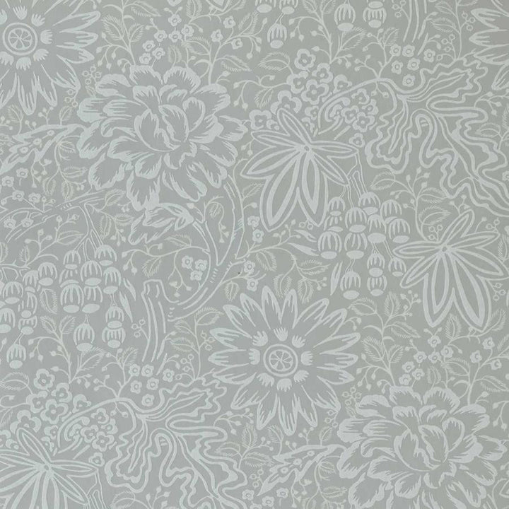 Peony Garden (Wp) # 03 Pewter by 1838 Wallcoverings Wallpaper V&A Decorative Papers Iii STRAIGHT PASTE THE WALL UNITED KINGDOM V-25" 20.5"X11YD - Fabric Carolina -
