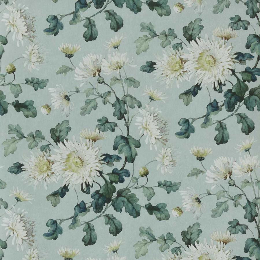 Charlotte (Wp) # 02 Teal by 1838 Wallcoverings Wallpaper V&A Decorative Papers Iii STRAIGHT PASTE THE WALL UNITED KINGDOM V-15.75" 20.5"X11YD - Fabric Carolina -