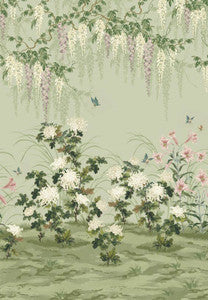 Wisteria Bloom (Wp) # 03 Pistachio by 1838 Wallcoverings Wallpaper