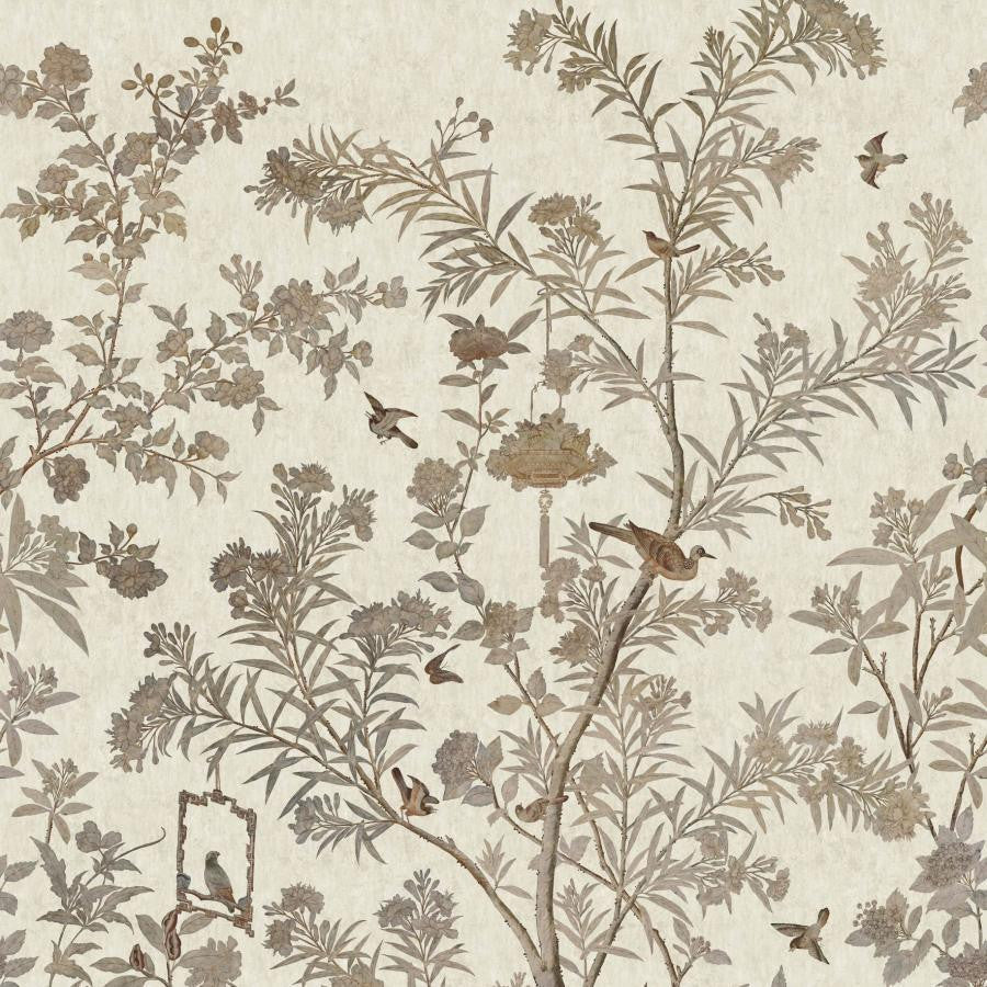 Moor Park (Wp) # 02 Oyster by 1838 Wallcoverings Designer Wallpaper V&A Decorative Papers Iii STRAIGHT PASTE THE WALL UNITED KINGDOM V-118" H-82" 20.5"X13.7YD - Swanky Fabrics -