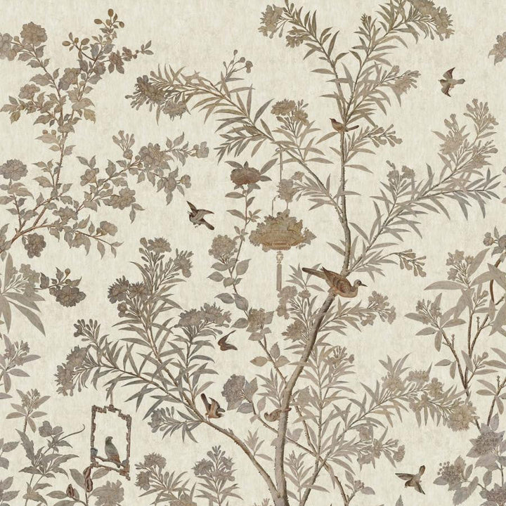Moor Park (Wp) # 02 Oyster by 1838 Wallcoverings Designer Wallpaper V&A Decorative Papers Iii STRAIGHT PASTE THE WALL UNITED KINGDOM V-118" H-82" 20.5"X13.7YD - Swanky Fabrics -