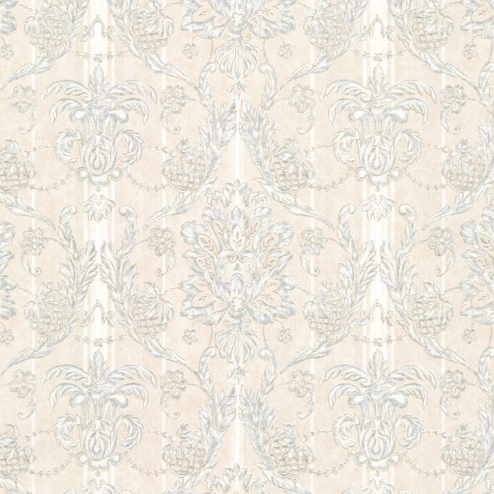 Gabrielle Blue Damask Wallpaper by Mirage Satin Classics IX Covers about 56.4 square feet 20.5-in by 33-ft long roll Unpasted 10.4 - Fabric Carolina -
