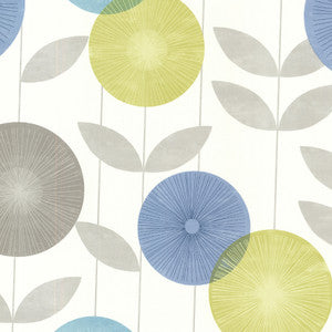Monroe Aquamarine Modern Floral Wallpaper by Brewster