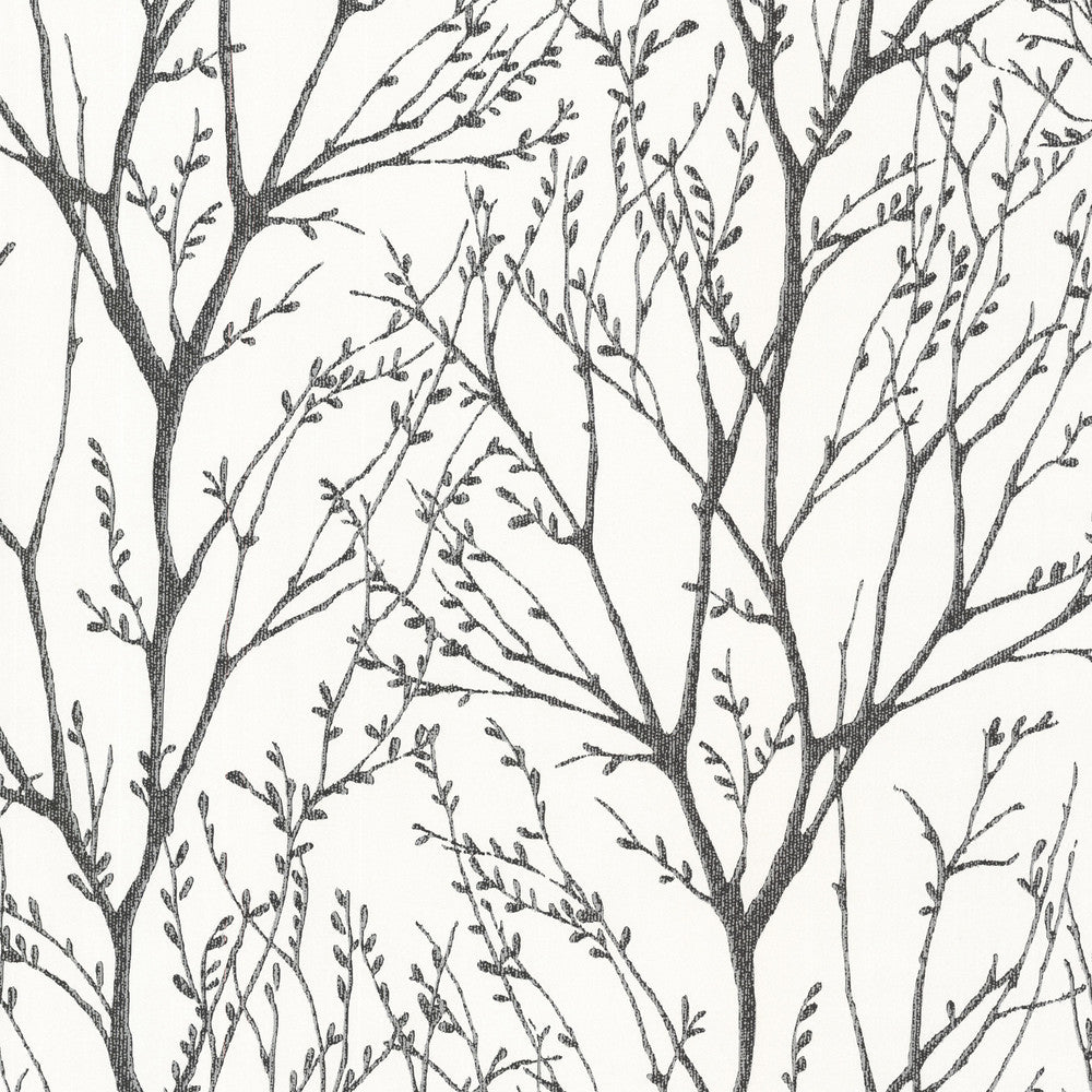 Delamere Black Tree Branches Wallpaper by Brewster Bath Bath Bath IV Covers about 56.4 square feet 20.5-in by 33-ft long roll Unpasted 21 - Fabric Carolina -