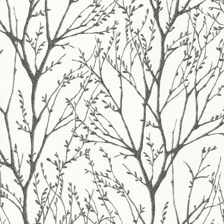 Delamere Black Tree Branches Wallpaper by Brewster Bath Bath Bath IV Covers about 56.4 square feet 20.5-in by 33-ft long roll Unpasted 21 - Fabric Carolina -