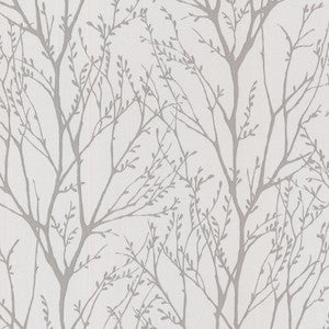 Delamere Pewter Tree Branches Wallpaper by Brewster