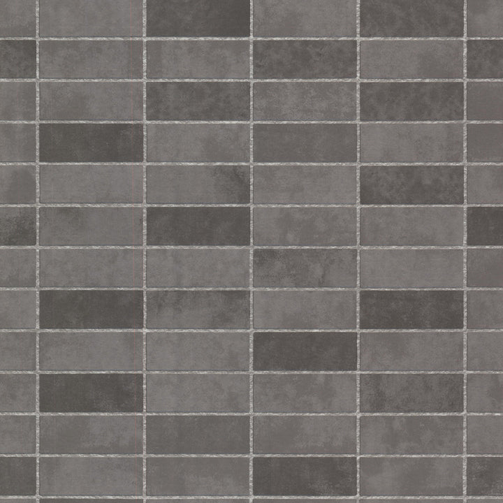 Hunter Slate Rectangle Tile Wallpaper by Brewster Bath Bath Bath IV Covers about 56.4 square feet 20.5-in by 33-ft long roll Prepasted 21 - Fabric Carolina -