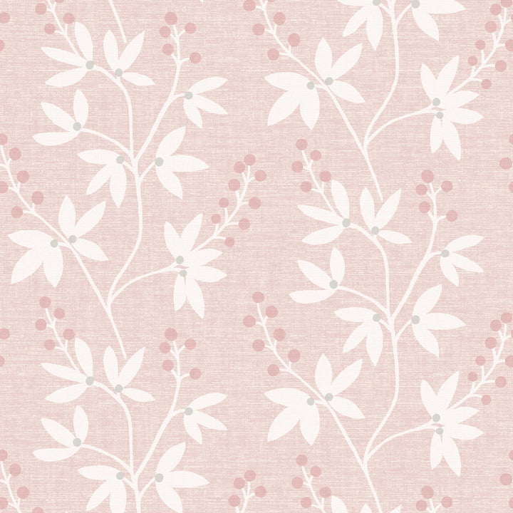 Linnea Pink Botanical Trail Wallpaper by Brewster Bath Bath Bath IV Covers about 56.4 square feet 20.5-in by 33-ft long roll Unpasted 25.2 - Fabric Carolina -