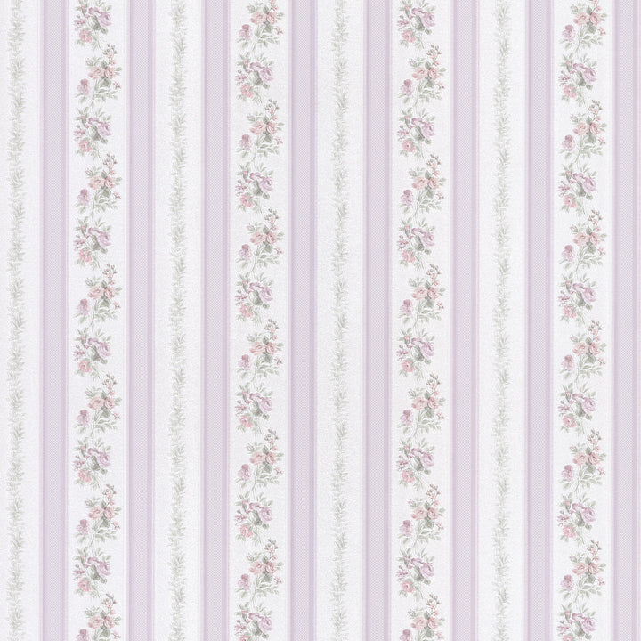 Merle Lavender Floral Stripe Wallpaper by Brewster Bath Bath Bath IV Covers about 56.4 square feet 20.5-in by 33-ft long roll Prepasted 3.4 - Fabric Carolina -