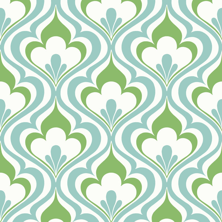 Lola Blue Ogee Bargello Wallpaper by Beacon House Simple Space 2 Covers about 56.4 square feet 20.5-in by 33-ft long roll Unpasted 25.2 - Fabric Carolina -
