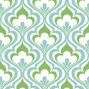 Lola Blue Ogee Bargello Wallpaper by Beacon House