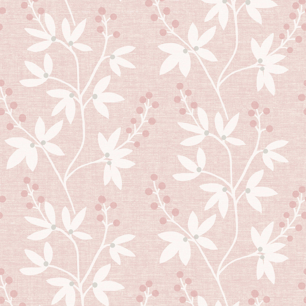 Currant Pink Botanical Trail Wallpaper by Beacon House Simple Space 2 Covers about 56.4 square feet 20.5-in by 33-ft long roll Unpasted 25.2 - Fabric Carolina -