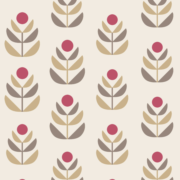 Oslo Red Geometric Tulip Wallpaper by Beacon House Simple Space 2 Covers about 56.4 square feet 20.5-in by 33-ft long roll Unpasted 18 - Fabric Carolina -