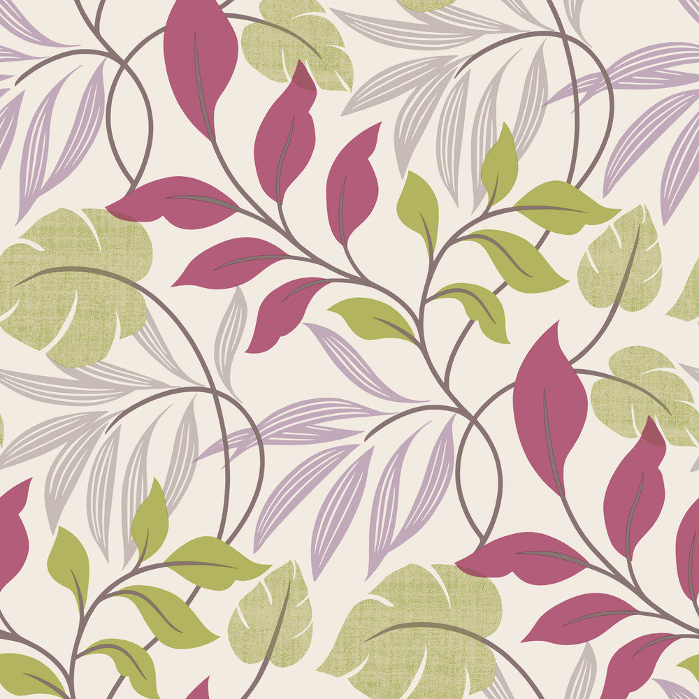 Eden Purple Modern Leaf Trail Wallpaper by Beacon House Simple Space 2 Covers about 56.4 square feet 20.5-in by 33-ft long roll Unpasted 21 - Fabric Carolina -