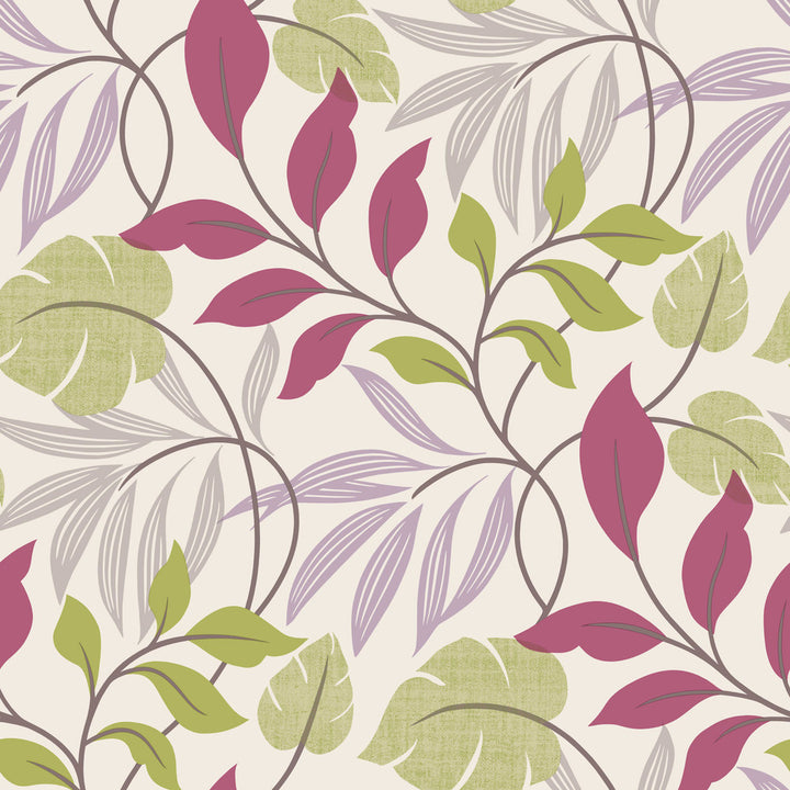 Eden Purple Modern Leaf Trail Wallpaper by Beacon House Simple Space 2 Covers about 56.4 square feet 20.5-in by 33-ft long roll Unpasted 21 - Fabric Carolina -