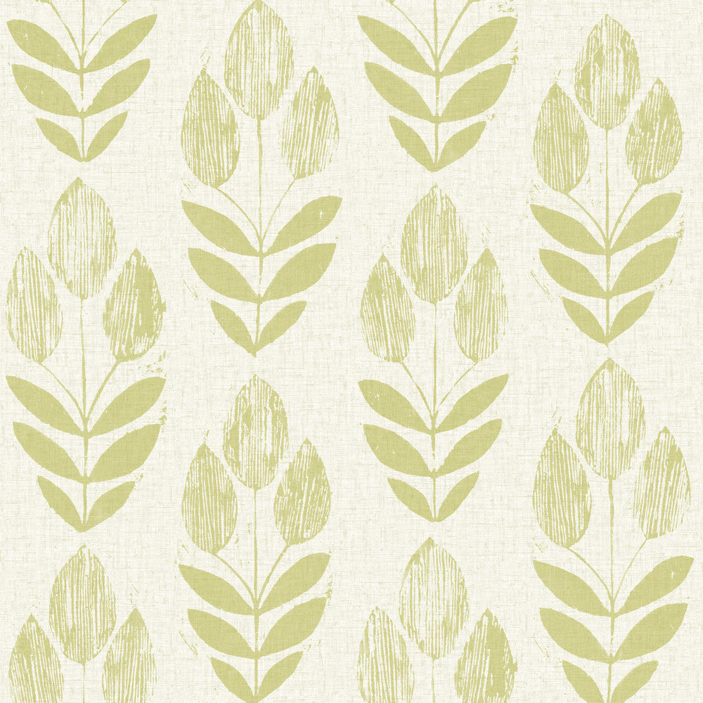 Scandinavian Green Print Tulip Wallpaper by Beacon House Simple Space 2 Covers about 56.4 square feet 20.5-in by 33-ft long roll Unpasted 21 - Fabric Carolina -