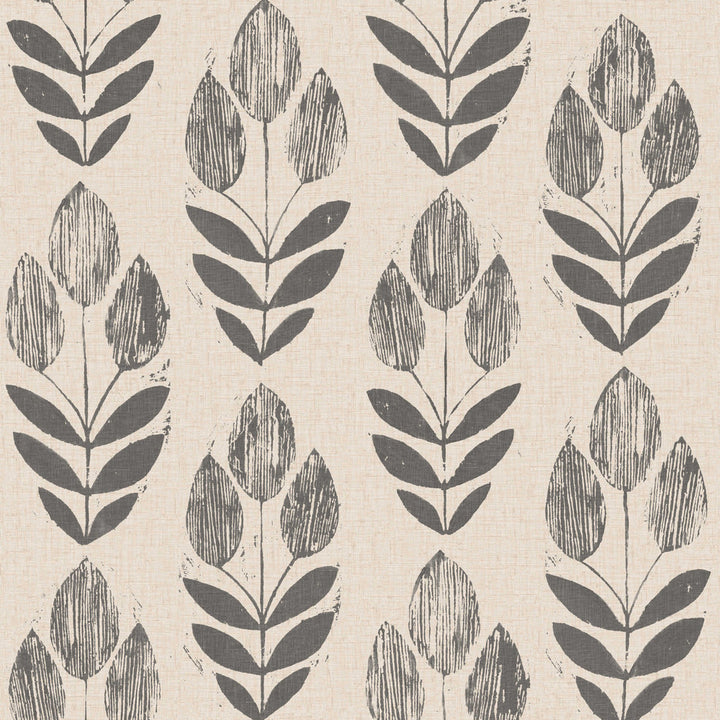 Scandinavian Black Print Tulip Wallpaper by Beacon House Simple Space 2 Covers about 56.4 square feet 20.5-in by 33-ft long roll Unpasted 21 - Fabric Carolina -