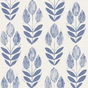 Scandinavian Blue Print Tulip Wallpaper by Beacon House