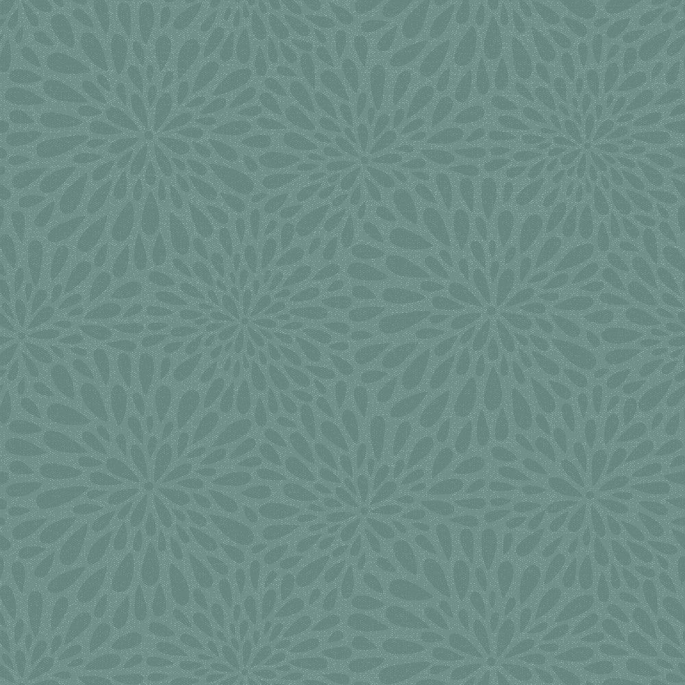 Calendula Teal Modern Floral Wallpaper by Beacon House Simple Space 2 Covers about 56.4 square feet 20.5-in by 33-ft long roll Unpasted 10.4 - Fabric Carolina -