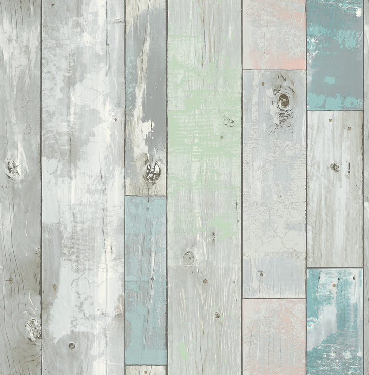 Deena Turquoise Distressed Wood Wallpaper by A-Street Prints Restored Covers about 56.4 square feet 20.5-in by 33-ft long roll Unpasted 21 - Fabric Carolina -