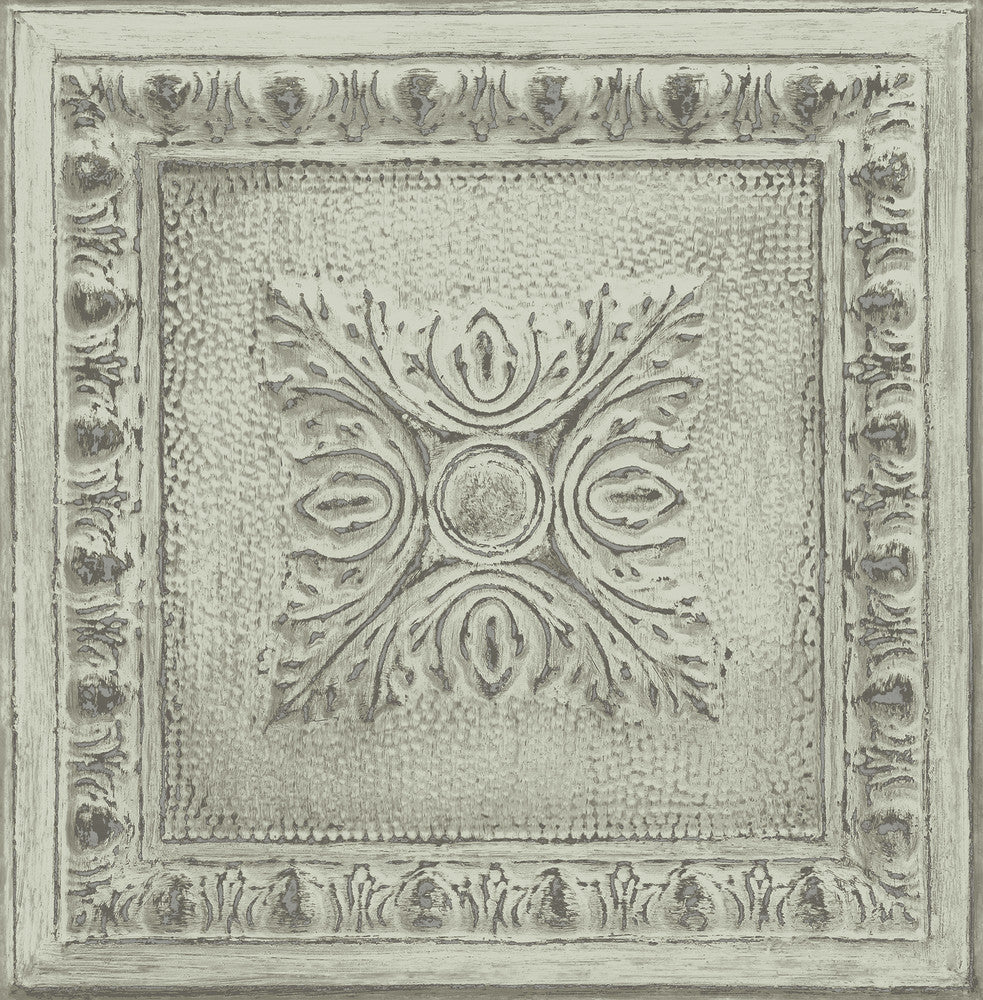 Ornamental Mint Tin Tile Wallpaper by A-Street Prints Restored Covers about 56.4 square feet 20.5-in by 33-ft long roll Unpasted 21 - Fabric Carolina -