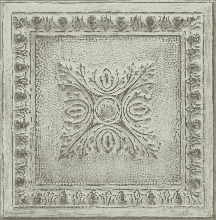 Ornamental Mint Tin Tile Wallpaper by A-Street Prints Restored Covers about 56.4 square feet 20.5-in by 33-ft long roll Unpasted 21 - Fabric Carolina -