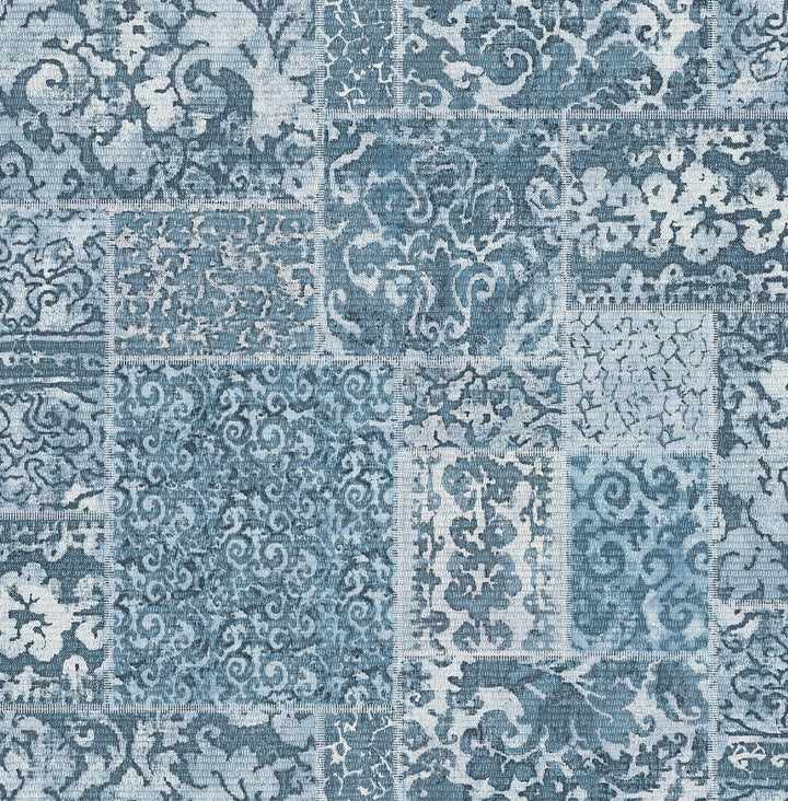 Esma Blue Vintage Carpet Wallpaper by A-Street Prints Restored Covers about 56.4 square feet 20.5-in by 33-ft long roll Unpasted 10.4 - Fabric Carolina -