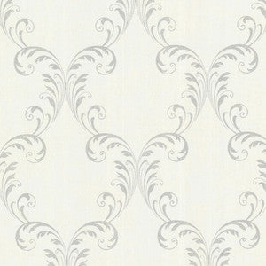 Quill Platinum Ironwork Leaf Wallpaper by Kenneth James