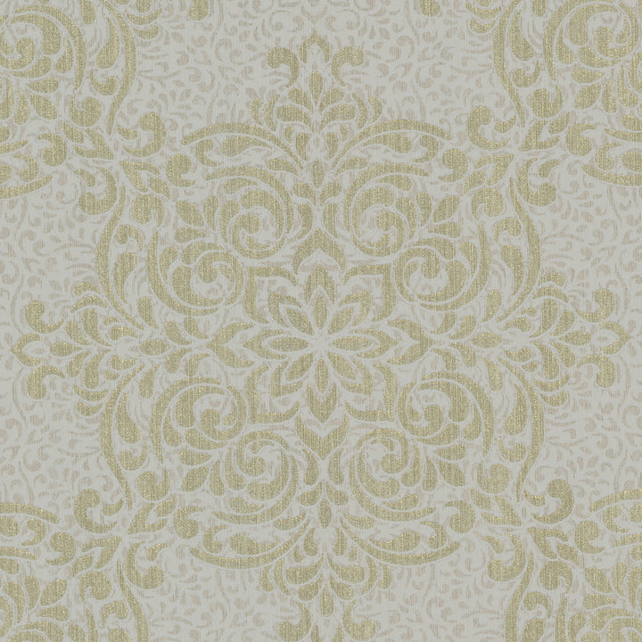 Gabrielle Gold Lace Feature Wallpaper by Decorline Prism Covers about 56.4 square feet 20.5-in by 33-ft long roll Unpasted 6.3 - Fabric Carolina -