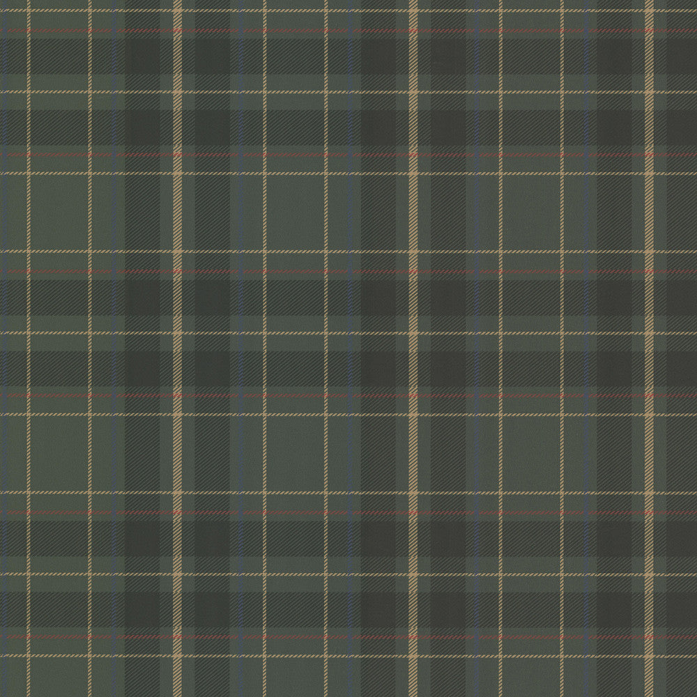 Caledonia Dark Green Plaid Wallpaper by Beacon House Oxford Covers about 56.4 square feet 20.5-in by 33-ft long roll Unpasted 21 - Fabric Carolina -
