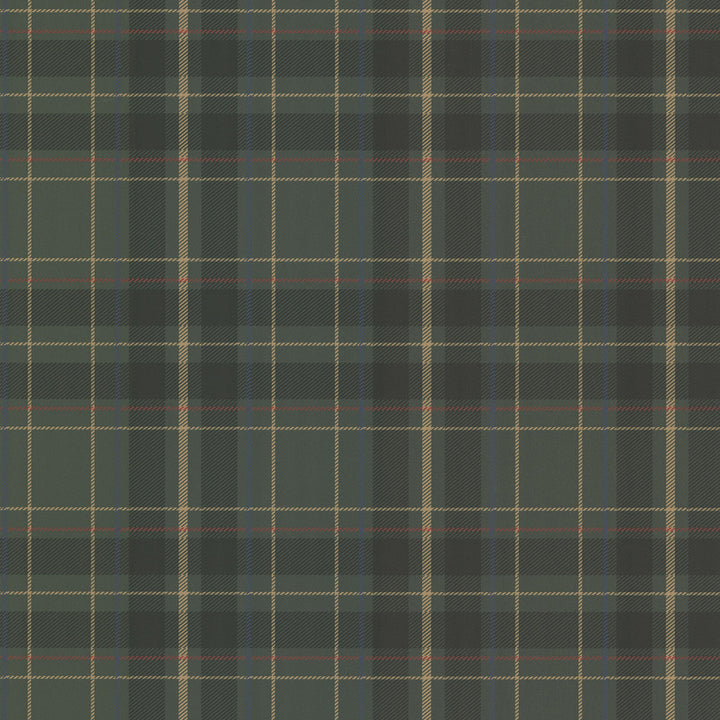 Caledonia Dark Green Plaid Wallpaper by Beacon House Oxford Covers about 56.4 square feet 20.5-in by 33-ft long roll Unpasted 21 - Fabric Carolina -