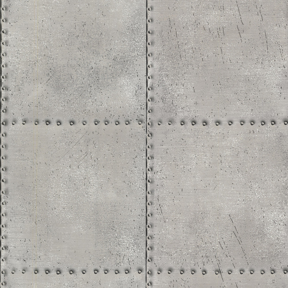 Riveted Silver Industrial Tile Wallpaper by Beacon House Oxford Covers about 56.4 square feet 20.5-in by 33-ft long roll Unpasted 20.8 - Fabric Carolina -