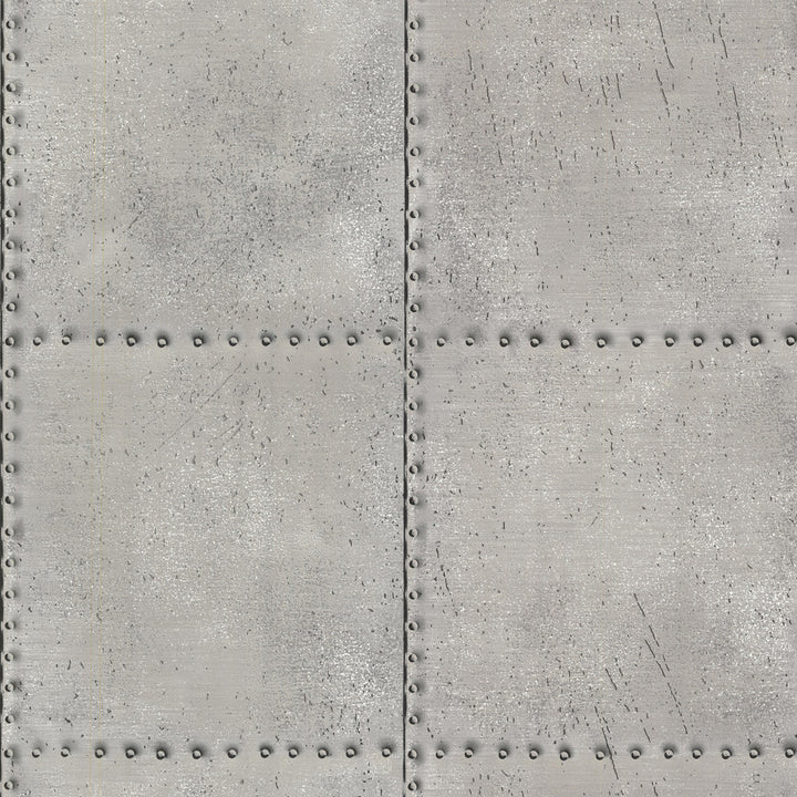 Riveted Silver Industrial Tile Wallpaper by Beacon House Oxford Covers about 56.4 square feet 20.5-in by 33-ft long roll Unpasted 20.8 - Fabric Carolina -