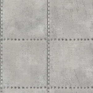 Riveted Silver Industrial Tile Wallpaper by Beacon House