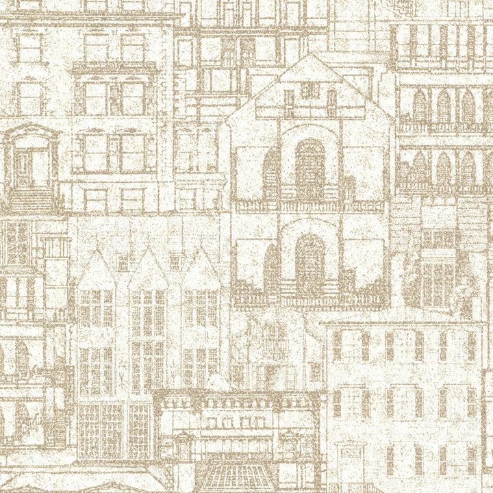 Facade Beige Vintage Blueprint Wallpaper by Beacon House Oxford Covers about 56.4 square feet 20.5-in by 33-ft long roll Unpasted 21 - Fabric Carolina -